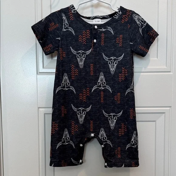 Western Romper with Arrow and Skull Design - Picture 1 of 5